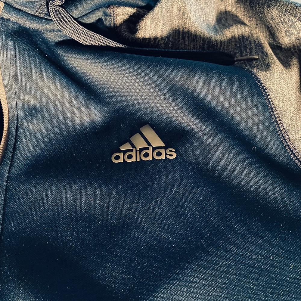 Adidas Men’s Climawarm Hoodie/Jacket size Medium color Navy Blue and Grey - Picture 3 of 15
